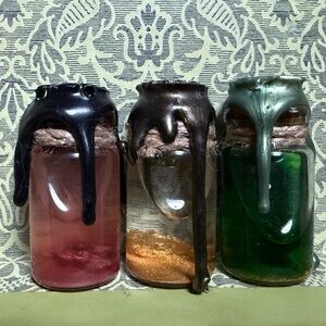 🧚🏻‍♀️ Sensory Potion Bottles Set 3 Mini Size Maroon, Gold, Green Shake & Stare